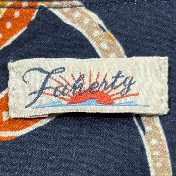 Faherty Seraphina Cotton Blend Navy Flral Wrap Dress Size Small - Picture 3 of 3